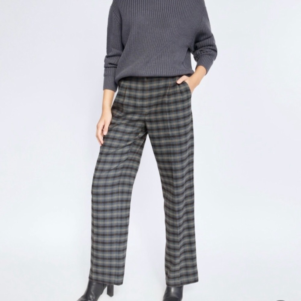 Aritzia Wilfred Wool Plaid Effortless Pants